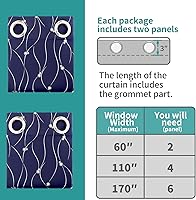 Vista 310 de BGment Room Darkening Curtains 95 Inches Long, Grommet Thermal Insulated Blackout Curtains with Wave Line and Dots Printed for Bedroom, 2 Panels
