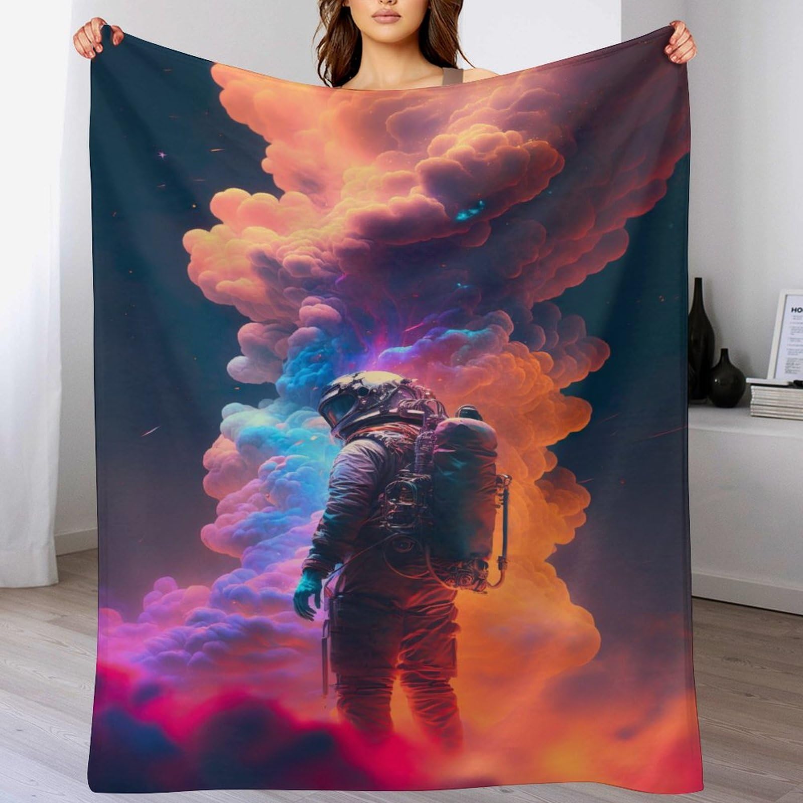 Couverture astronaute flannel douce pour s'envelopper sur le canapé ou voyager