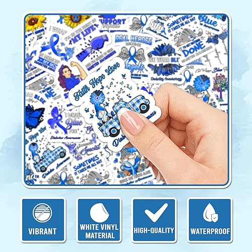Miniatura 3 de 25 calcomanías de concientización sobre la diabetes, inspiradoras calcomanías de vinilo impermeables para botellas de agua, libros, laptop,