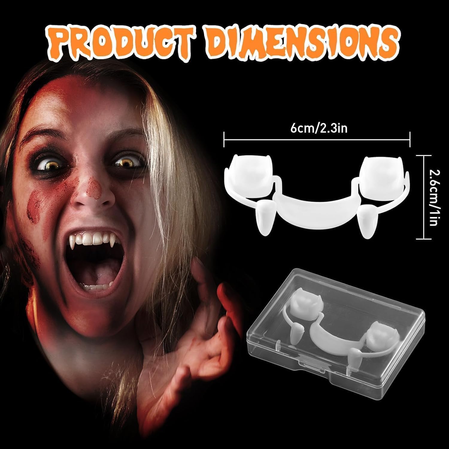 Halloween Vampire Teeth, 4 works Retractable Halloween Vampire Fangs Kids Adults, Realistic Vampire Teeth, Fake Fangs - Image 3