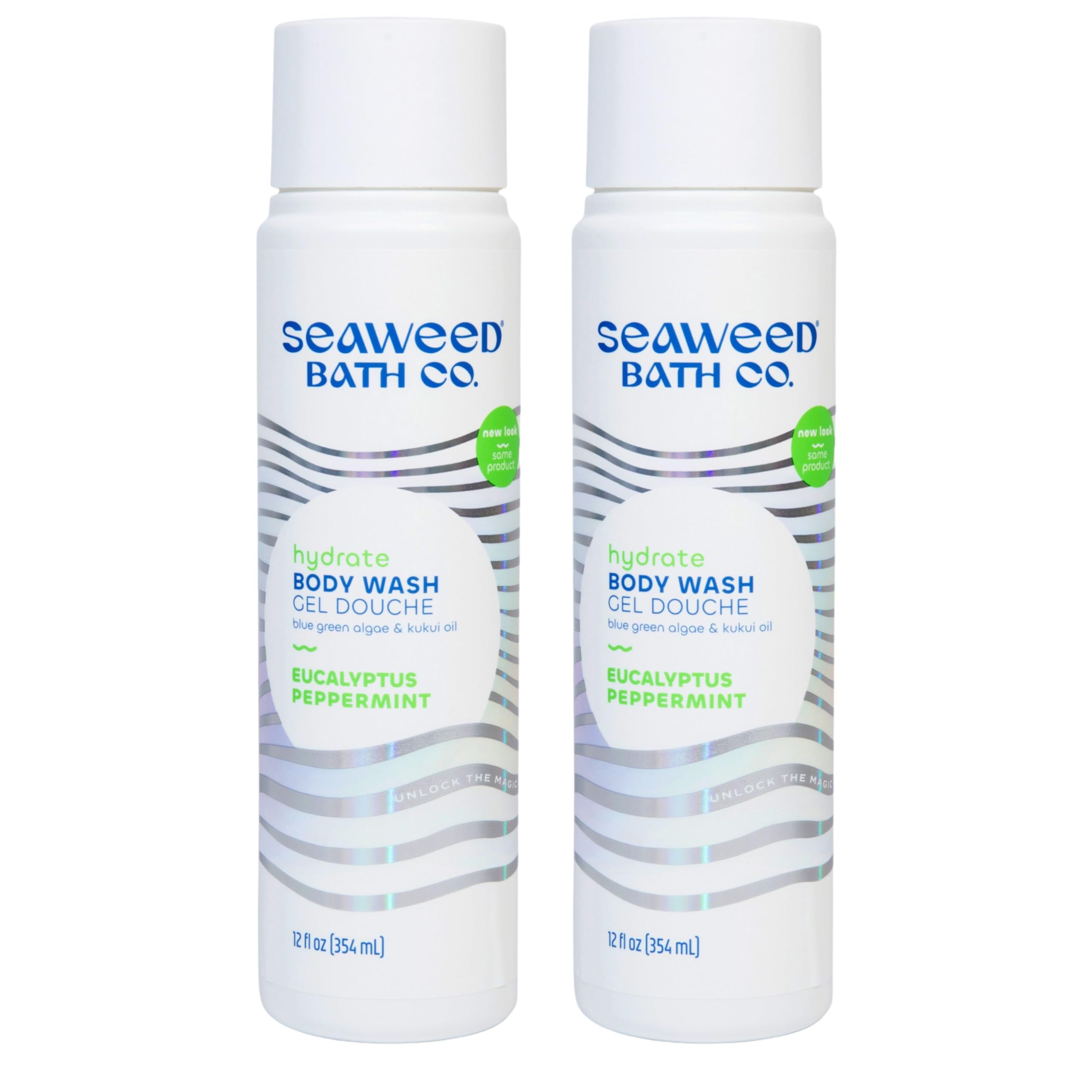 Seaweed Bath Co. Hydrate Body Wash - Eucalyptus Peppermint - Hydrating Lathering Cleanser with Nourishing Natural Ingredients - Vegan, Paraben and Sulfate Free Shower Gel - 12 oz (Pack of 2)