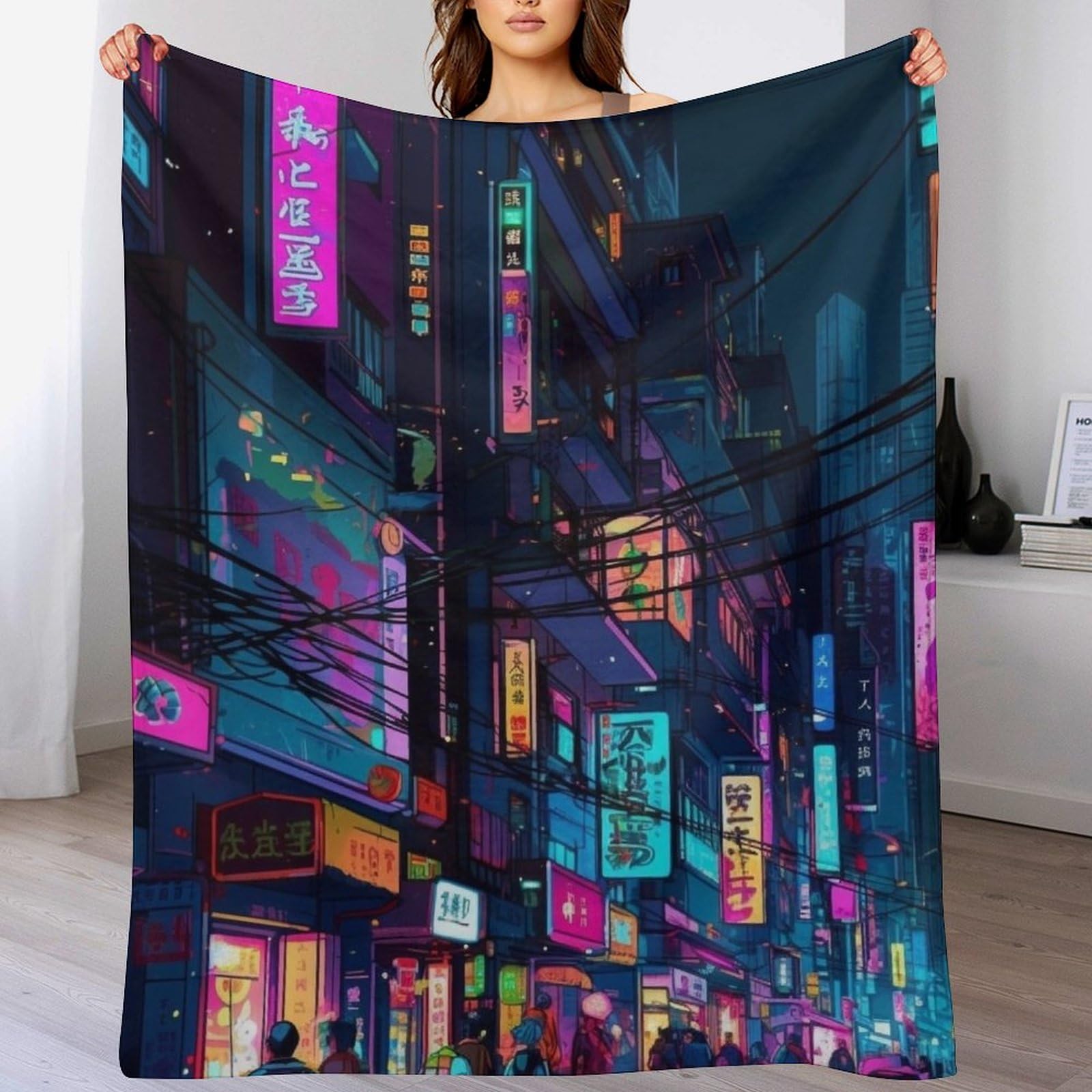 Couvre-lit japonais effet velours plaid flannel luxueux 130x150cm
