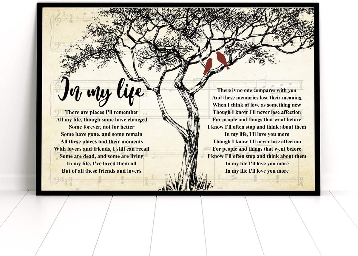 Preeklen Tin Sign 057 In My Life Lyrics Landscape Metal, Metal Art Print, In My Life Wall Art Metal Tin Sign Wall Decor Suitable For Family Hotel Cafe Bar Decor Metal Tin Sign 12X16 Inch