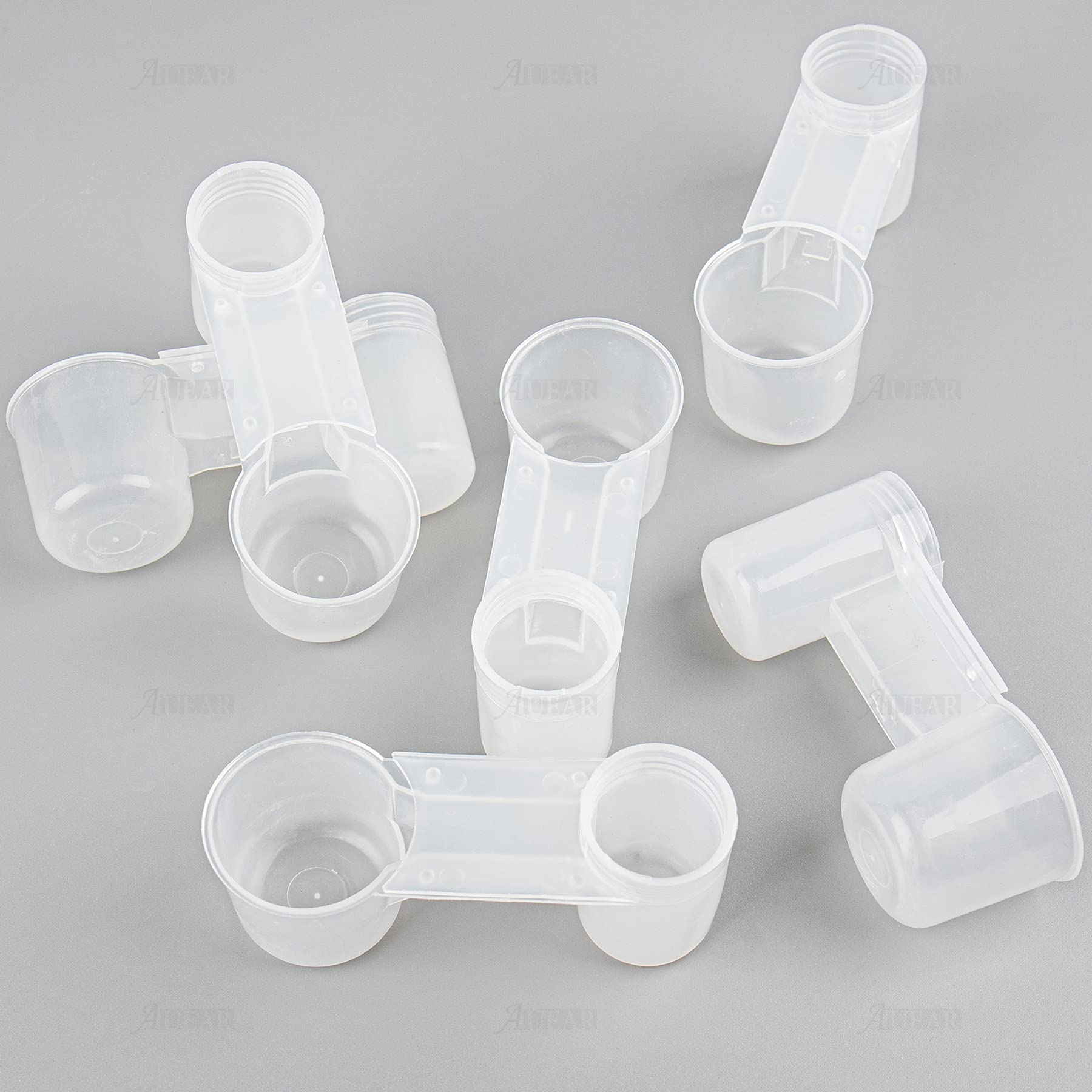 AUEAR, Set of 12 Bird Drinker Feeder Cup Soda Pop Water Bottle Plastic for Pigeons Parrot Chicken Supplies (Clear)