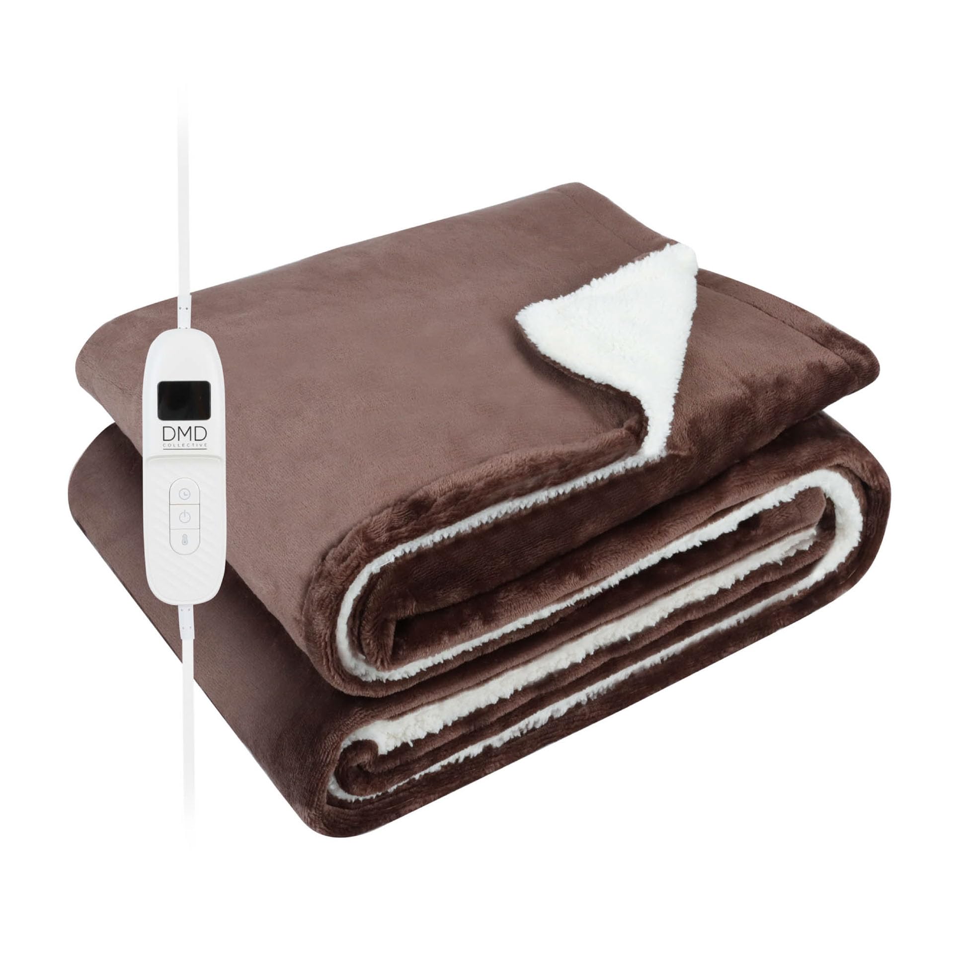 DMD® | Soft Sherpa & Fleece Electric Blanket, 1-9 Heat Settings, 9 Timer Settings with Au...