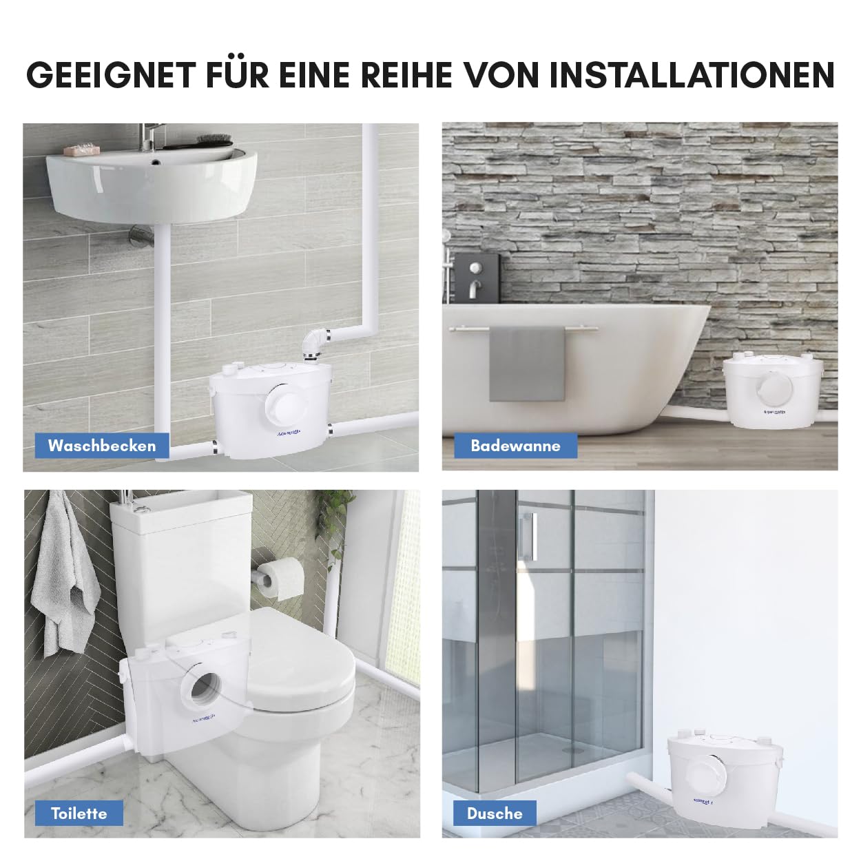 Hebeanlage Abwasserpumpe Aquamatix 3/1 400W Kohlefilter Abnehmbare Serviceplatte