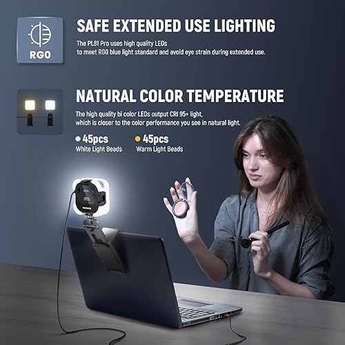 Miniatura 7 de NEEWER Luz LED de transmisión con control de software de Windows y macOS, soporte y soporte para monitor 2 en 1, ultra brillante 2900K-7000K USB,