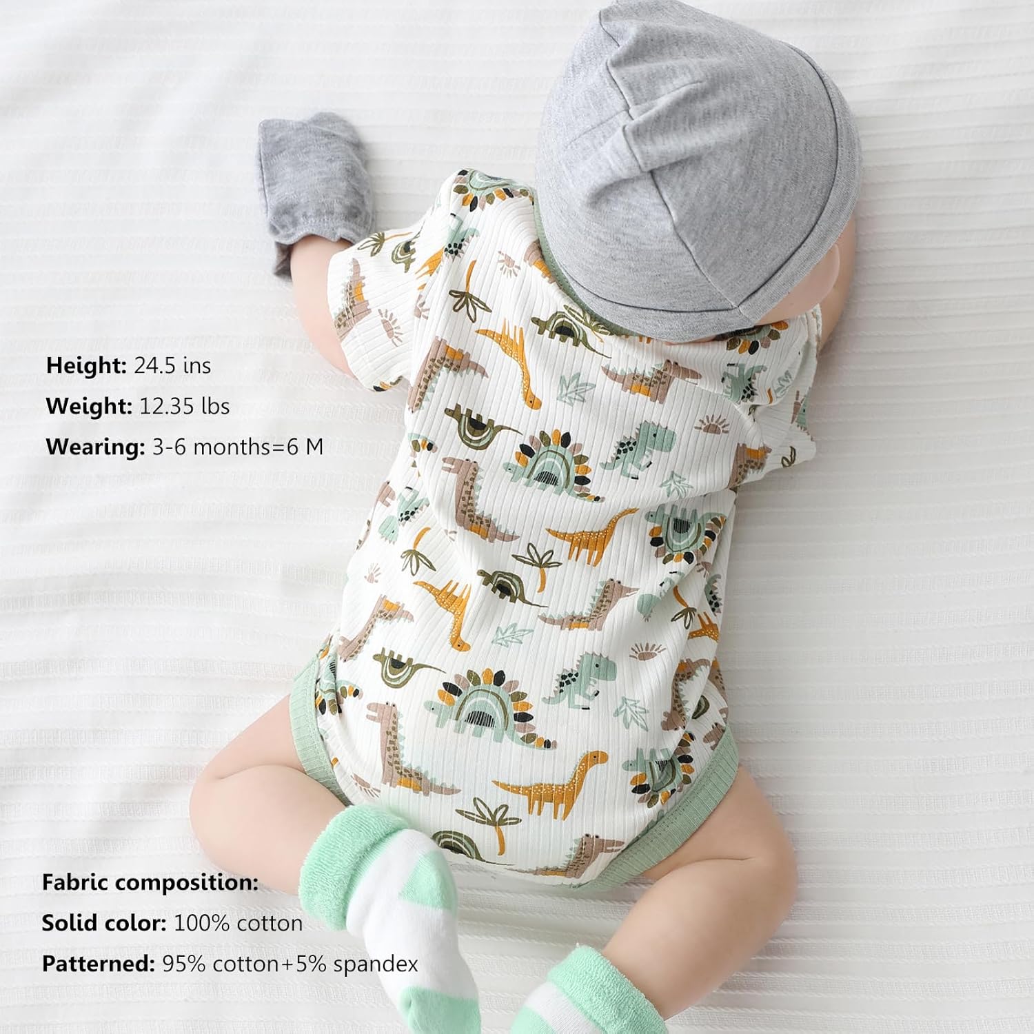 Newborn Baby Short Sleeve Bodysuit Cotton One-Piece Baby Clothes 5-Pack, 0-12 Months - Image 5