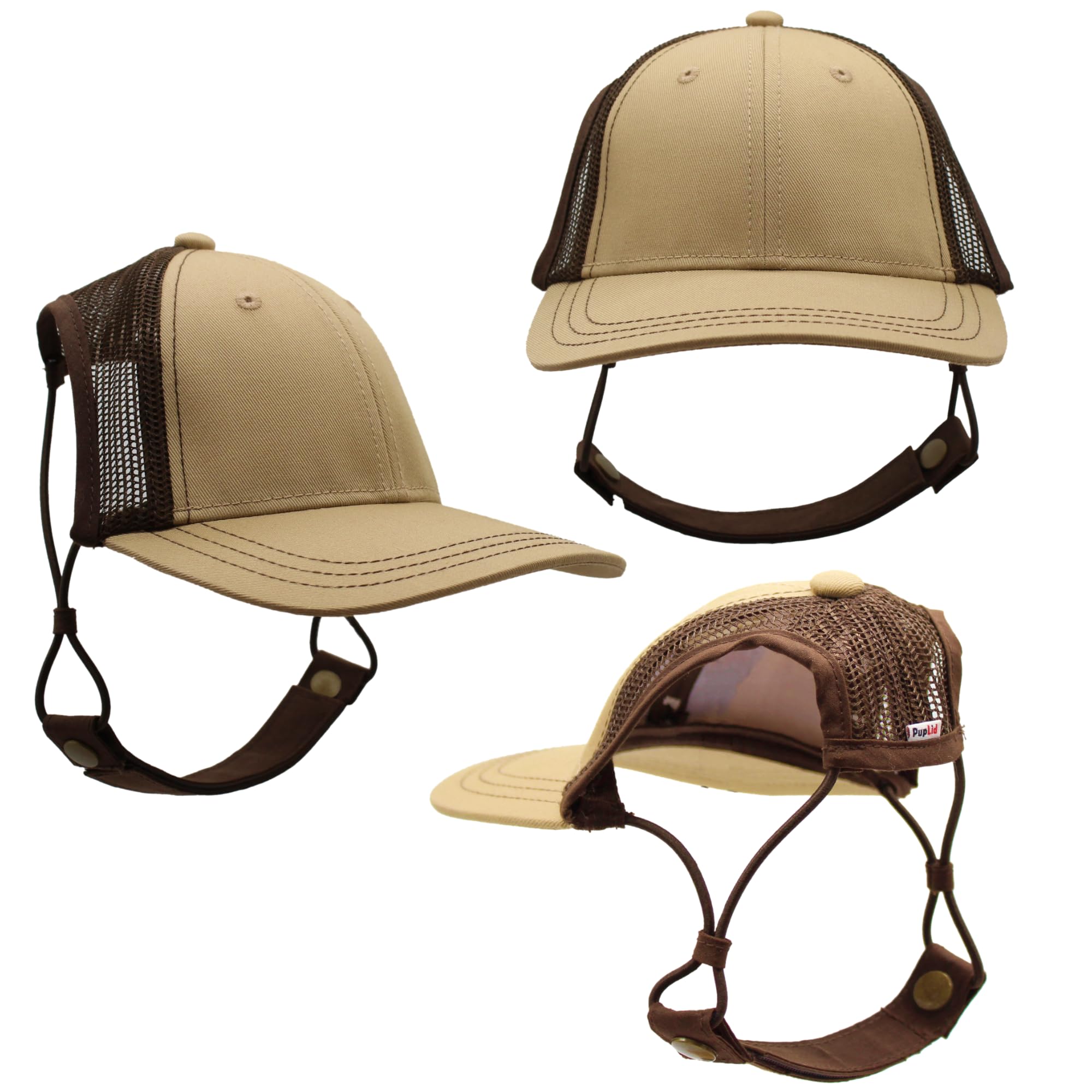 PupLid Baseball Caps for Dogs - Premium Stylish Sun Protection for The Modern Dog (X-Large, Khaki and Brown)