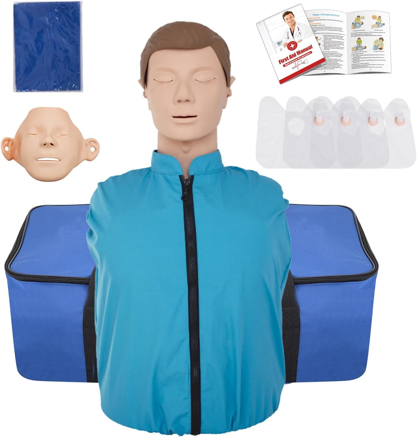 Maniquí profesional de reanimación para adultos, maniquí de medio cuerpo para enseñanza y práctica de primeros auxilios