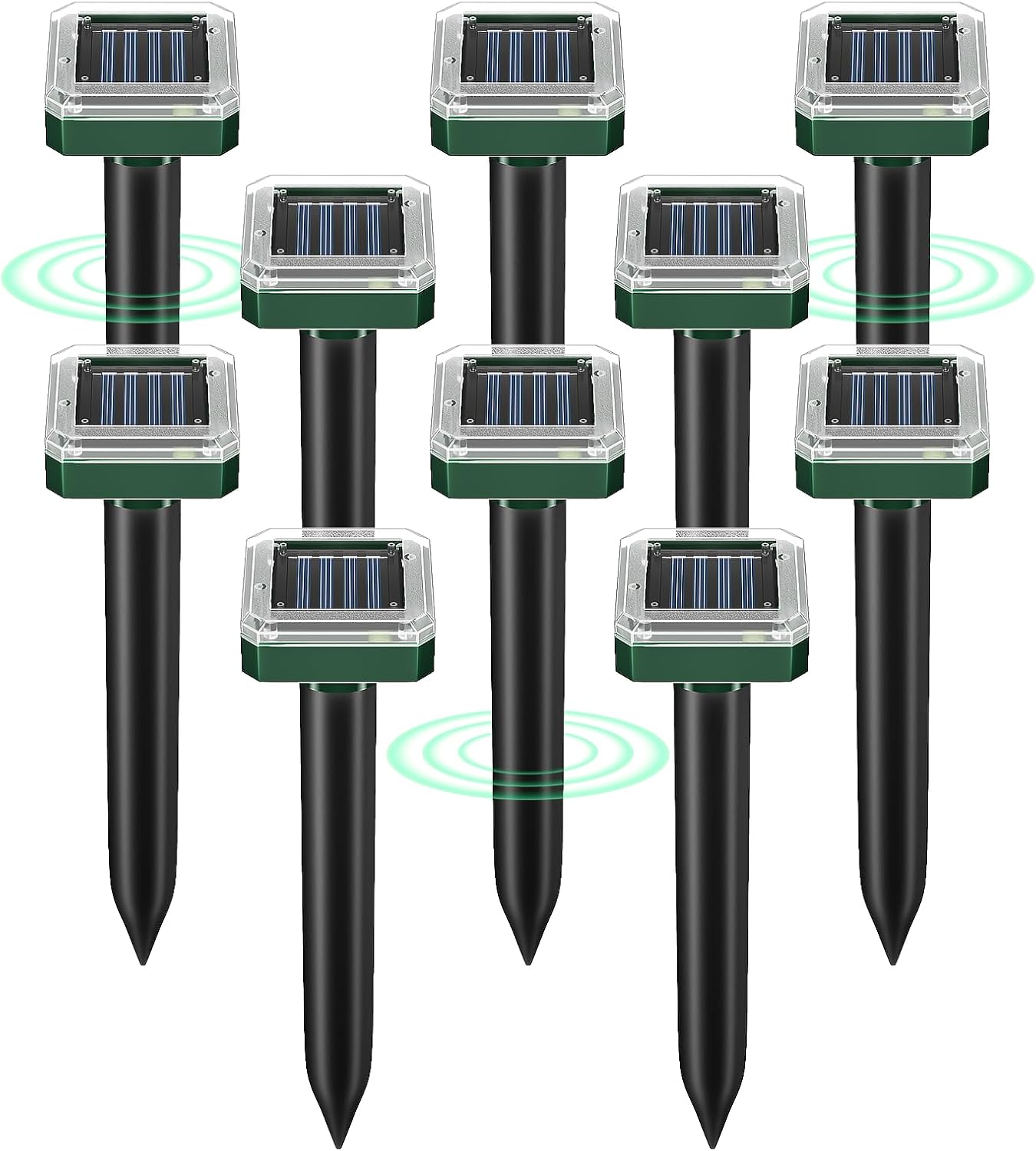 10 Pack Mole Repellent Solar Powered for Lawns, Snake Repellent for Yard, Solar Gopher Repellent Ultrasonic for Outdoor, Get Rid of Mole, Gopher, Snake, Groundhog, Skunk, Voles