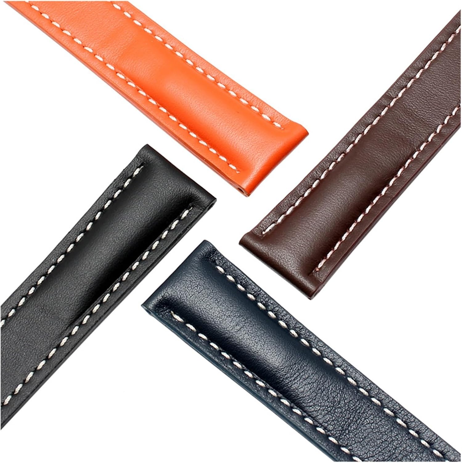 MJMT06 20mm 22mm 24mmCalfskin Leather Watch Bands Compatible with Breitling Watch Strap Leather Bracelet Black Brown Blue Belt Watchband