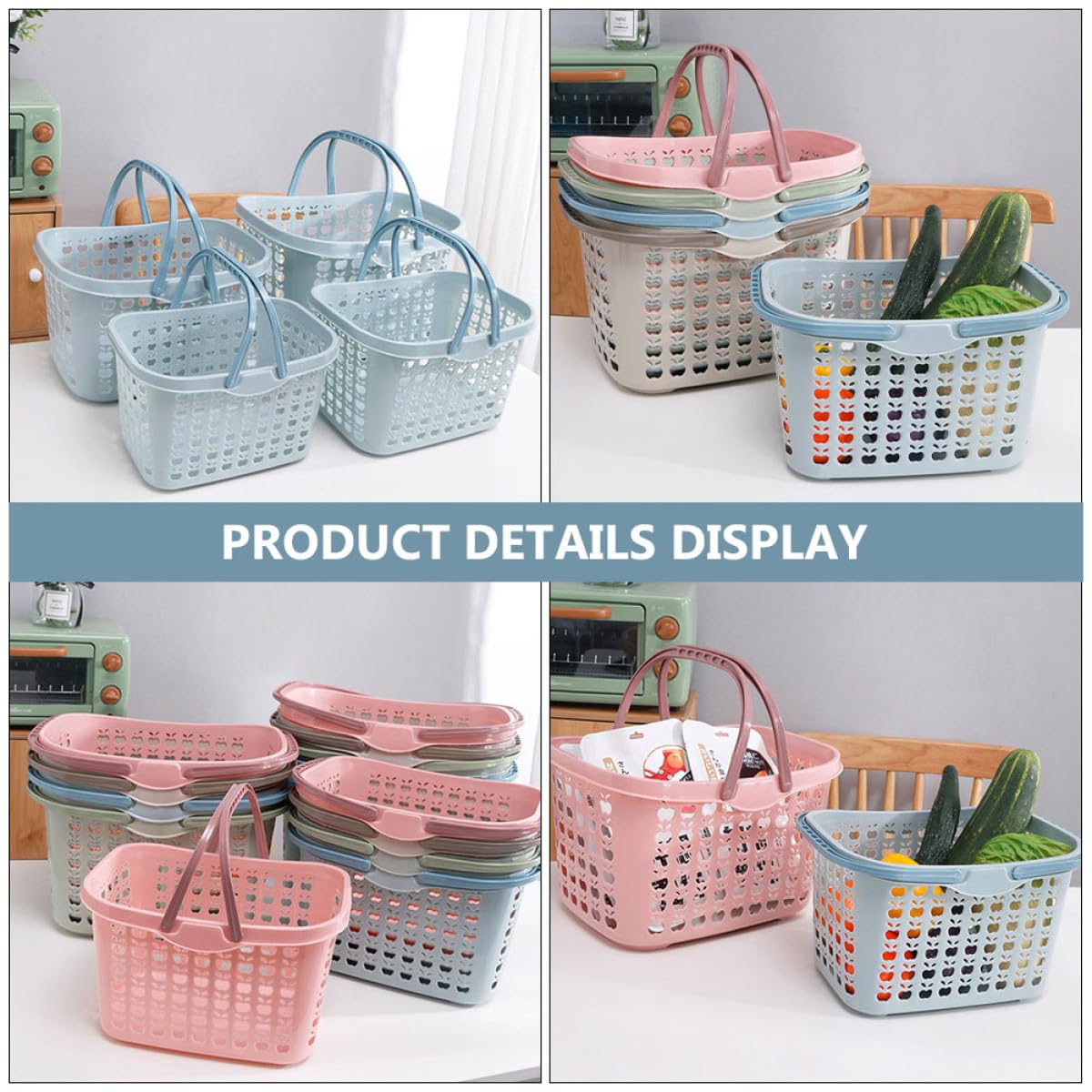 Beavorty Cestino Shopping in Plastica Blu, Leggero e Multifunzione