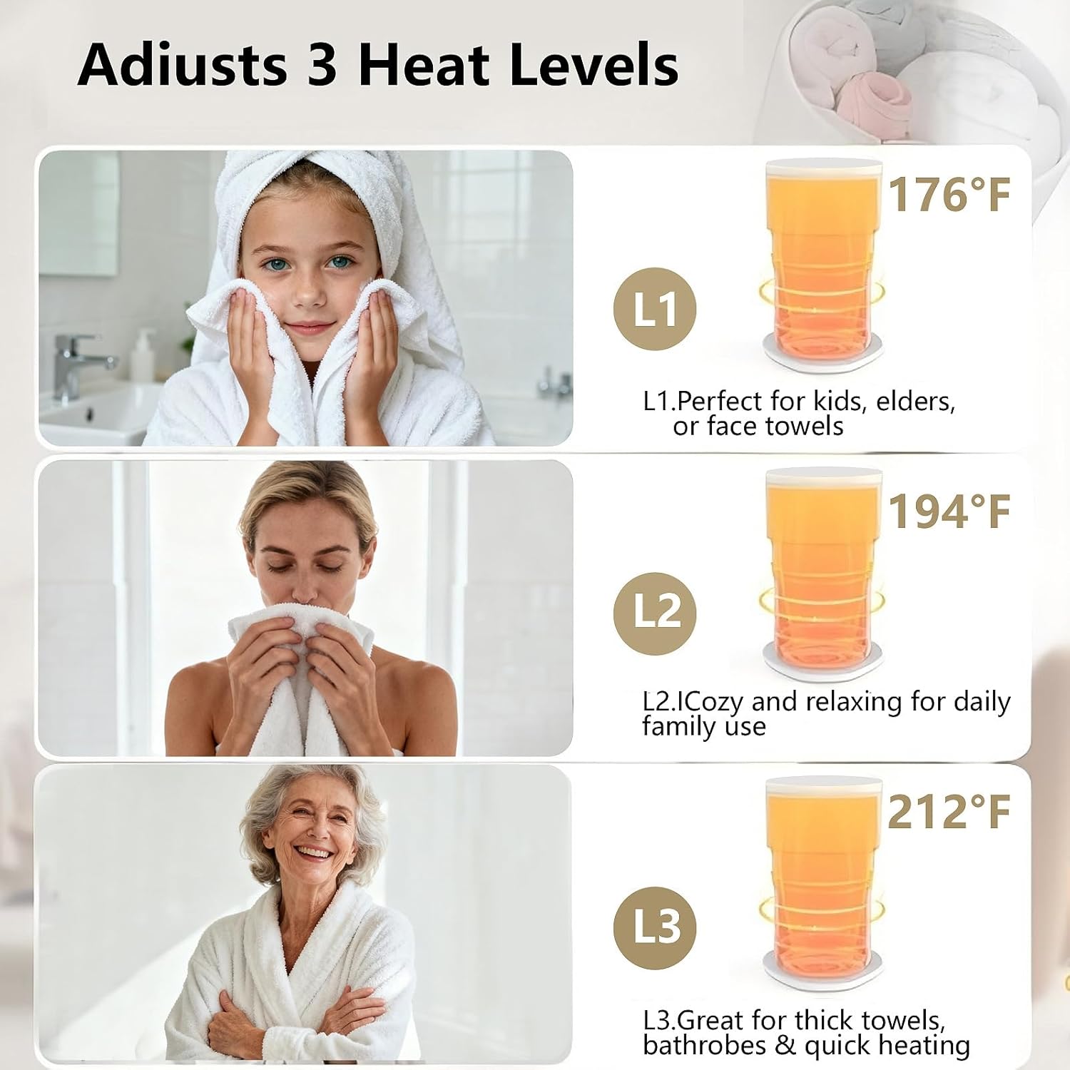 Foldable Towel Warmer Bucket for Bathroom & Spa, 23L Large Capacity with Aroma Tray, Ambient Light & Hidden Hooks, Auto Shut-Off, Heated Towel Steamer for Towels, Pajamas, Baby Clothes, Gift for Women