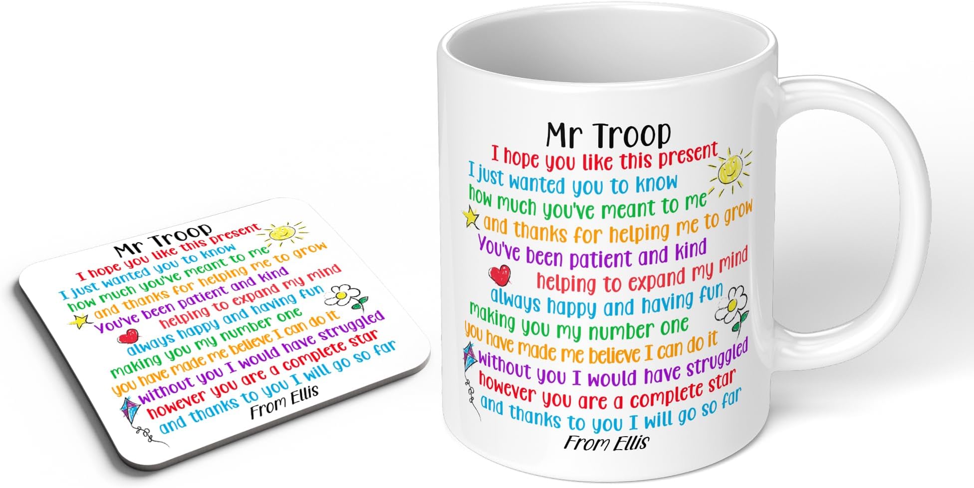 Personalised Mug for Teacher Thank You End Term Student Pupil Present Leaving 11oz Coffee Tea Novelty Appreciation Leaving Gift I Will Go So far (Mug and Coaster)