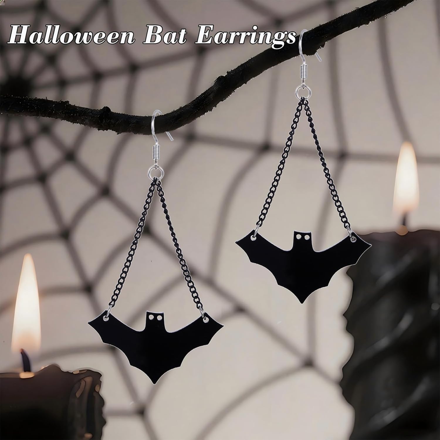 Halloween Bat Earrings for Women Acrylic Dangle Earrings Spooky Cute Bat Shape Hypoallergenic Party Accessories Gifts - Image 4
