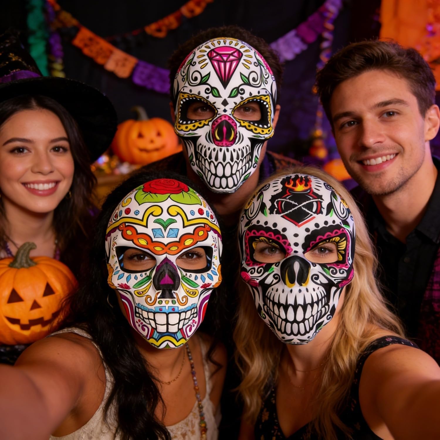 KIPETTO Mardi Gras Mask Venetian Party Mask Sugar Skull Masquerade Masks for Halloween Cosplay Mexican Masquerade Party