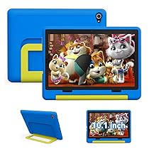 Tablet Bambini 10 Pollici Android 14 Display HD 1280×800 Batteria 5000mAh 8+64GB Espandibile a 1TB Doppia Fotocamera 5+8MP Custodia Protettiva + 3 Adesivi DIY (Blu)