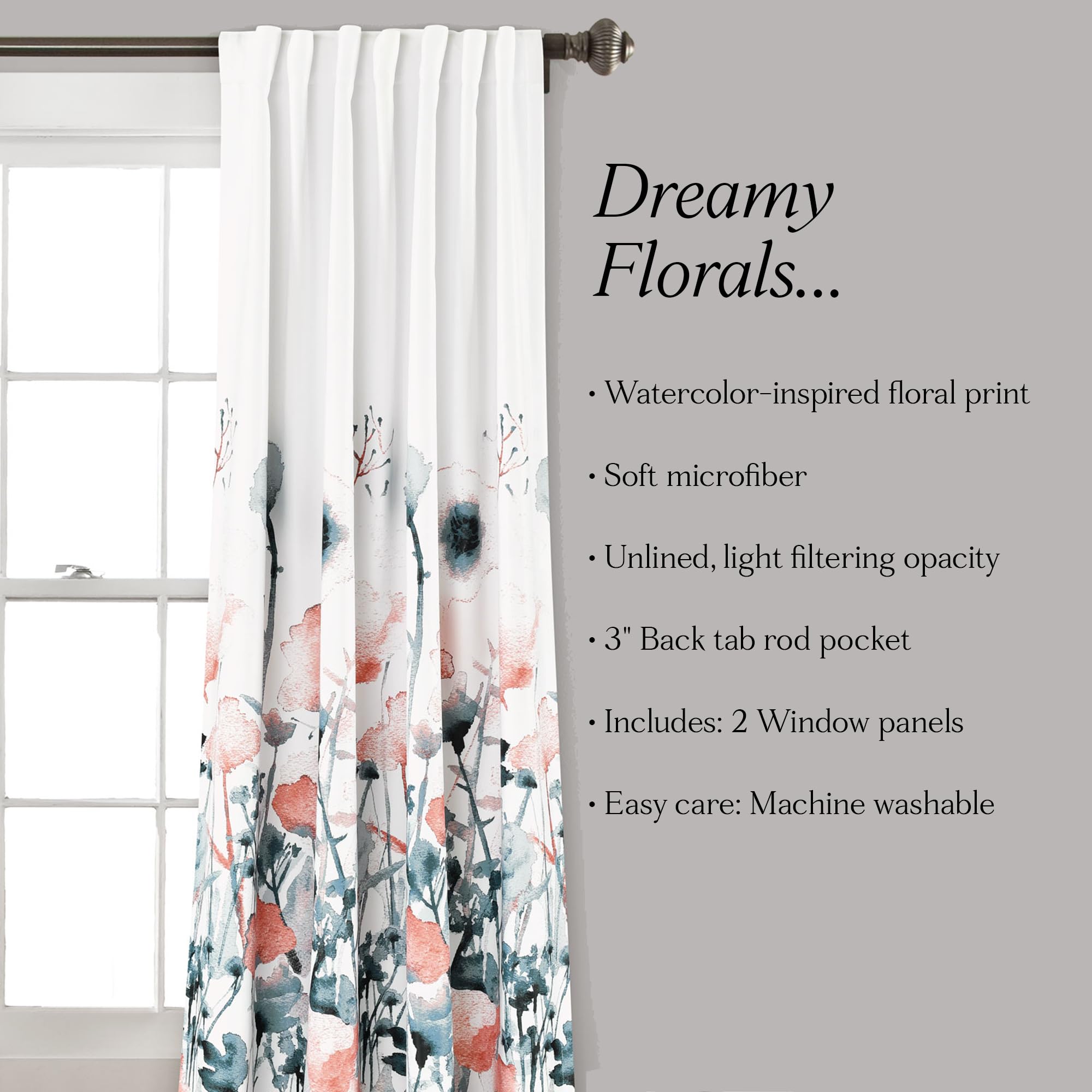 Amazon.com: Lush DÉCOR Zuri Flora Curtains Light Filtering Window
