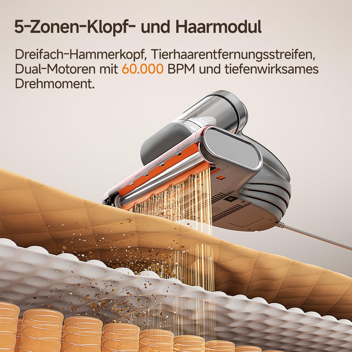 uwant M700 Milbensauger 18000Pa/60000BPM, Heißluft 65°C & UVC-Licht, Dual-Staubbehälter, Anti-Verheddern-Funktion, LED-MiteTrack Display, für Matratzen/Sofas/Kissen/Teppiche