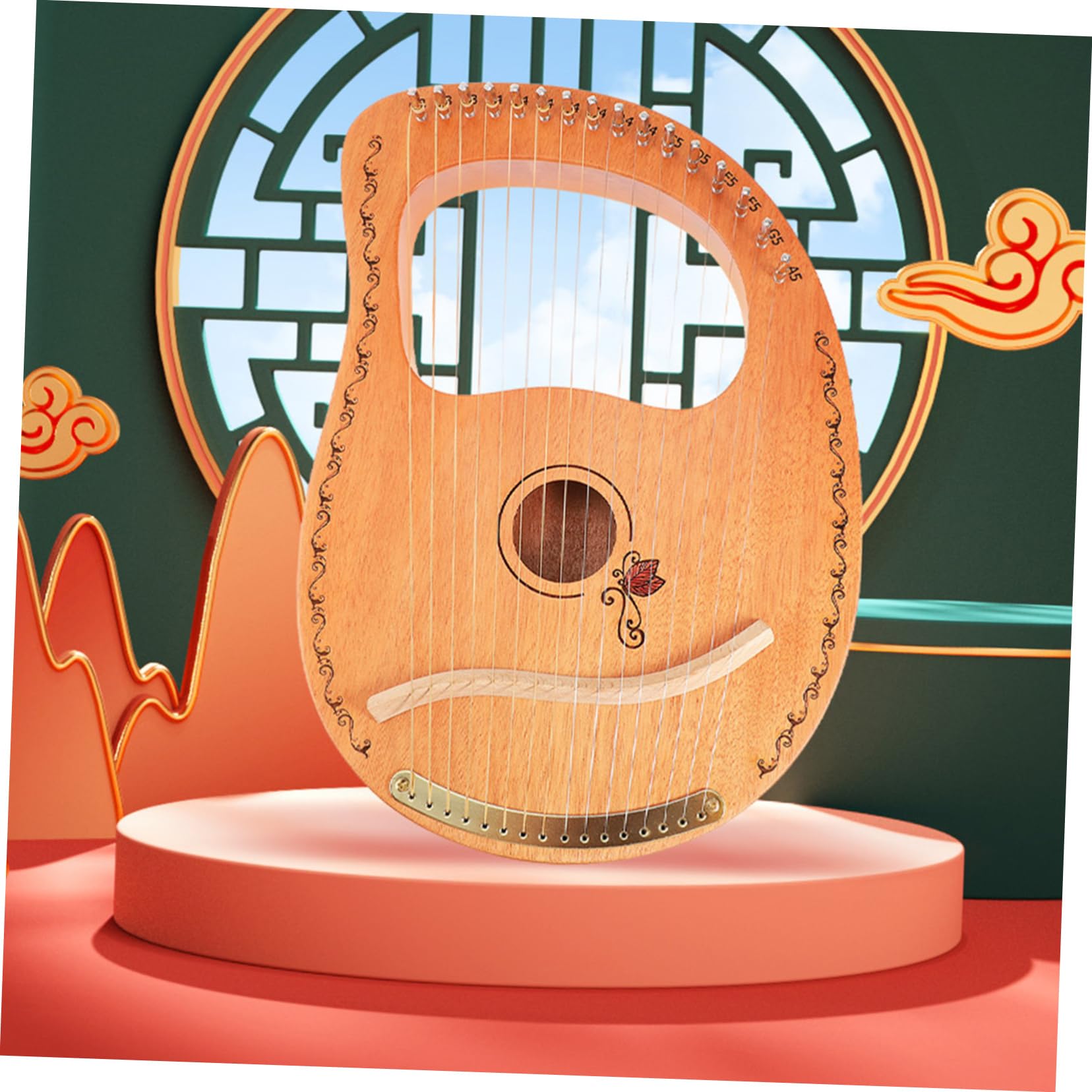 Toyvian Strumento Musicale a 16 Corde Delicato e Design Portatile Superficie Liscia Lyra in Legno per Principianti e Appassionati