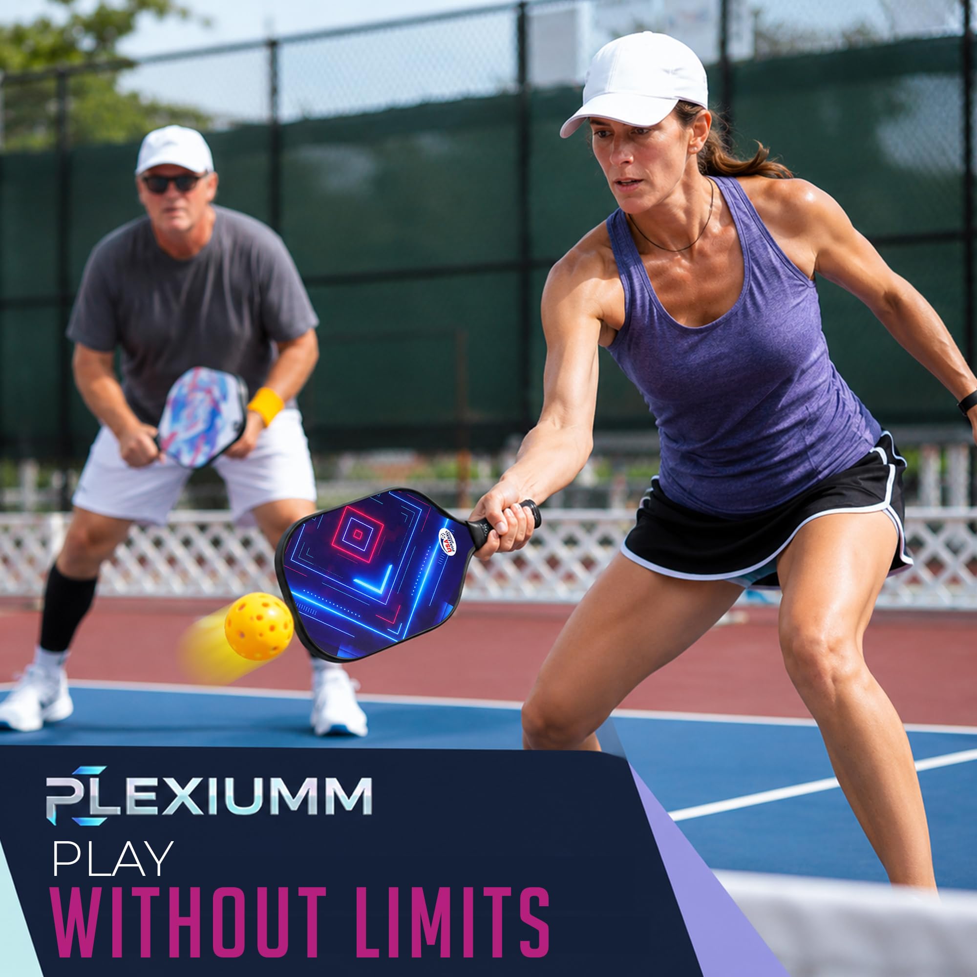 Set di 2 racchette da pickleball, con superficie in fibra di vetro approvata USAPA, con 2 racchette da pickleball, 4 palline da pickleball, 1 borsa per il trasporto portatile, set di racchette da