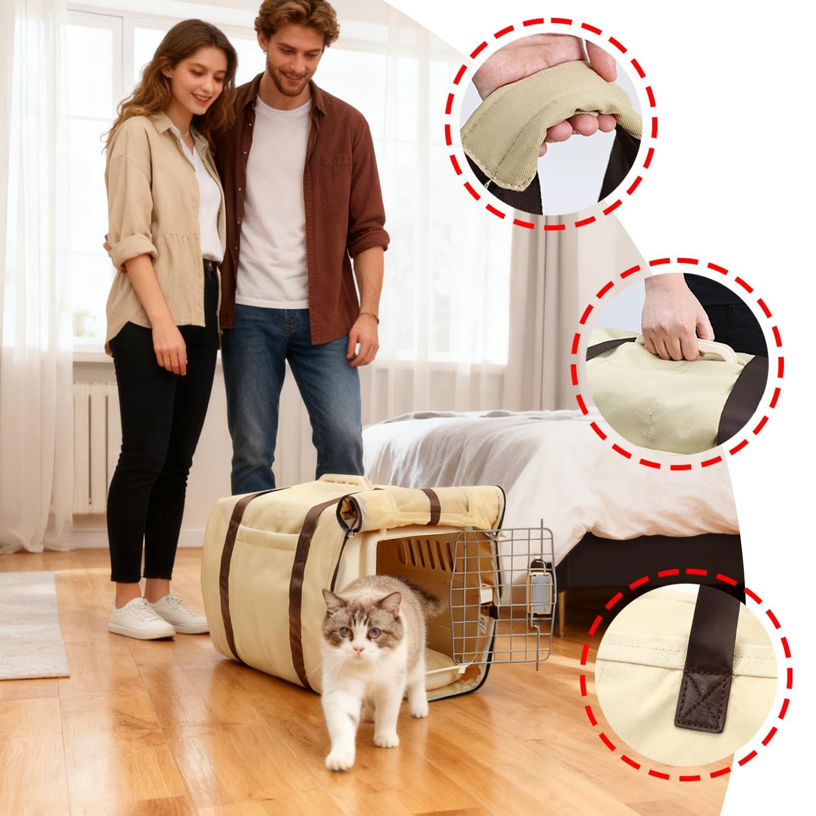 Housse De Chenil pour Chien | Protecteur De Caisse avec Poignées - Housse pour Cage De Transport Chat avec Fenêtre en Maille Et Antidérapant | pour Animal De Compagnie Chiot Chat Voyage Avion