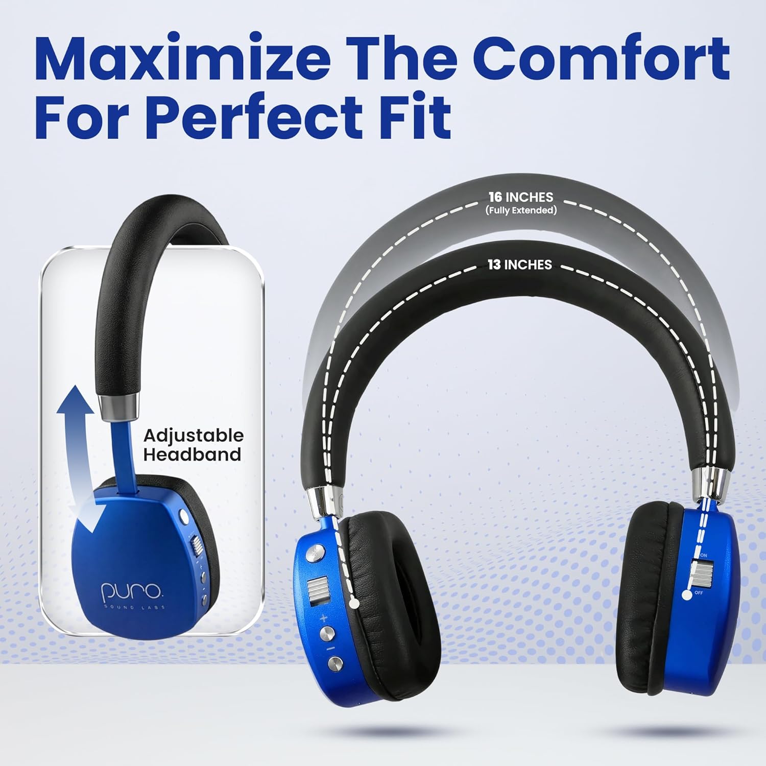 Puro Sound Labs Noise Cancelling Headphones for Kids - 85 dB Volume Limit, Built in Mic, 35-Hour Battery, Lightweight On Ear Design & Comfy Fit, Bluetooth Headphones for Kids – PuroQuiet Plus, Blue