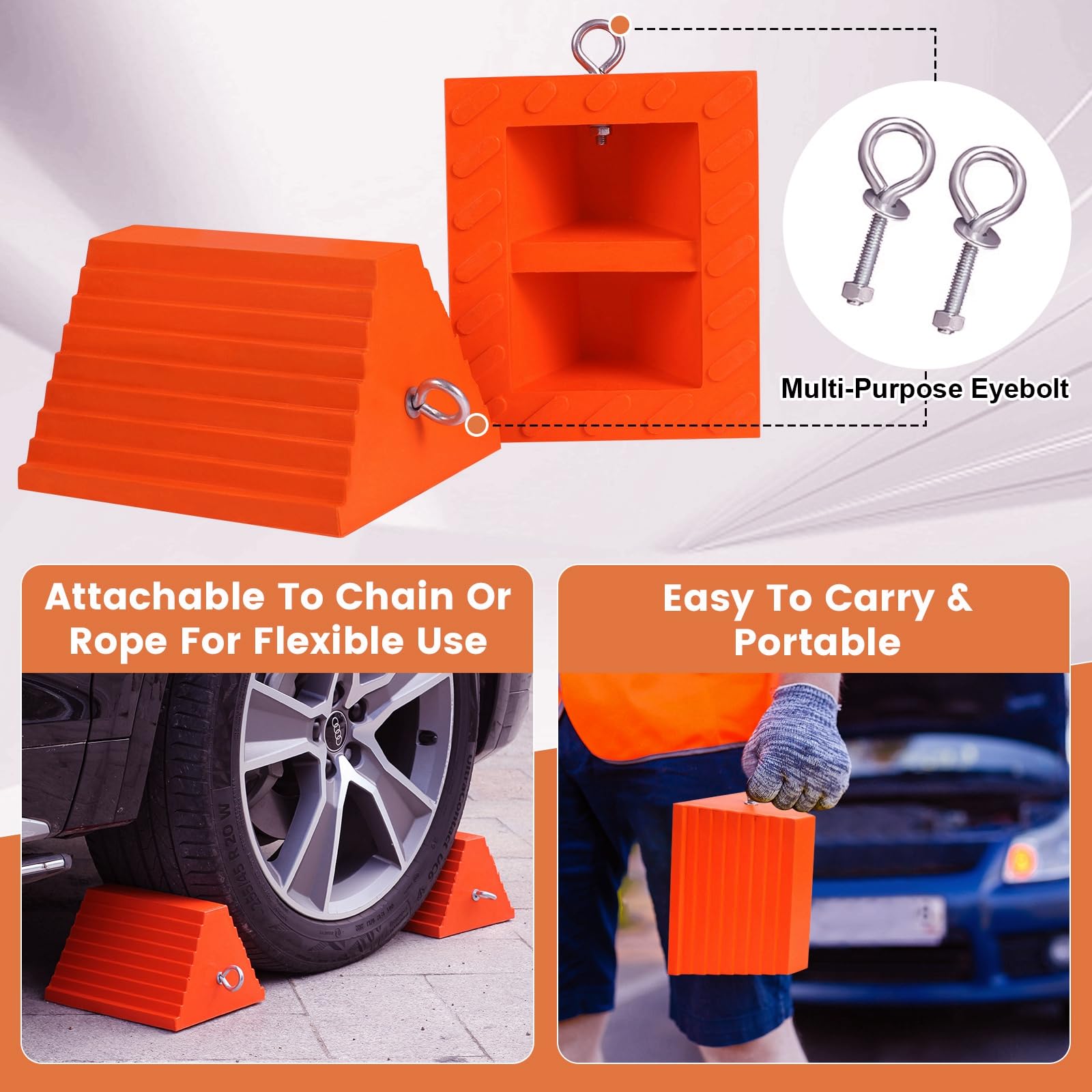 Wheel Chocks Rubber Heavy Duty For Travel Trailers With BLACK - View #11