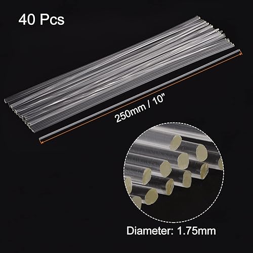 Miniatura 2 de MECCANIXITY Filamentos de PLA transparentes de 0.069in, 9.843in de longitud para bolígrafo de impresión 3D, paquete de 40