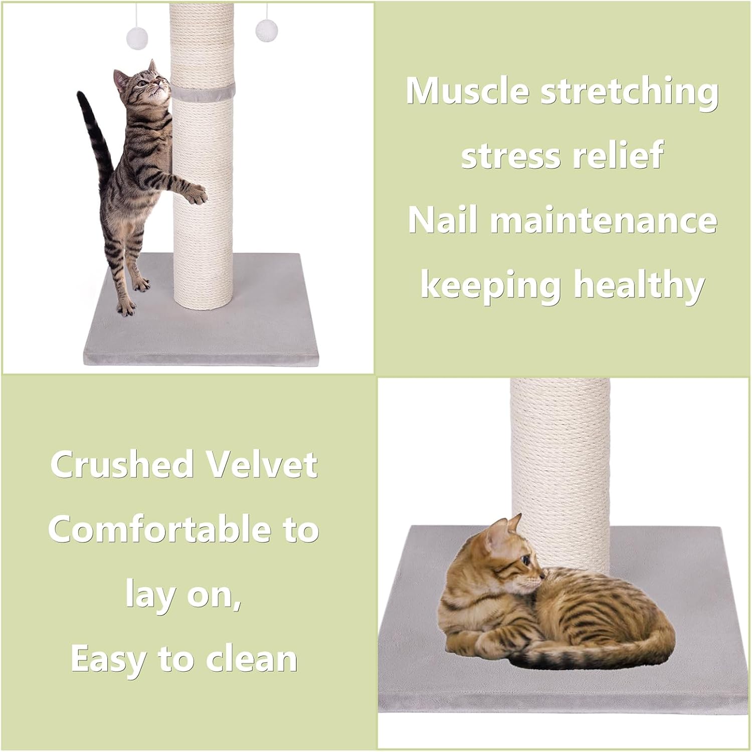 review Cat Scratching Post-Scratching Post with Sisal Rope for Indoor Cats Large Cat Scratching Post sisal cat Scratcher Cute for Kitten Scratching Post(25 inch)