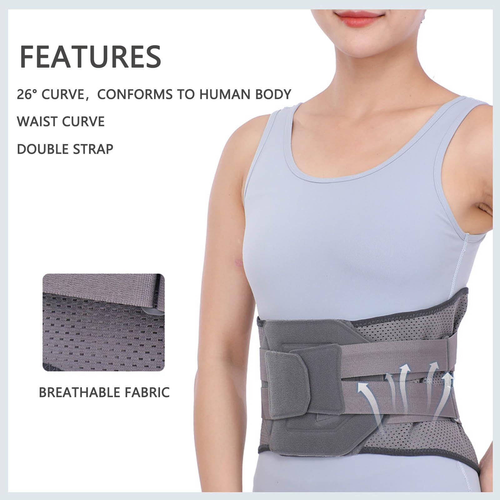 Faja Lumbar, Cinturón de Soporte Lumbar Ajustable con 5 Soportes y 2 Almohadillas reemplazables for ciática, Hernia discal escoliosis L(XL)