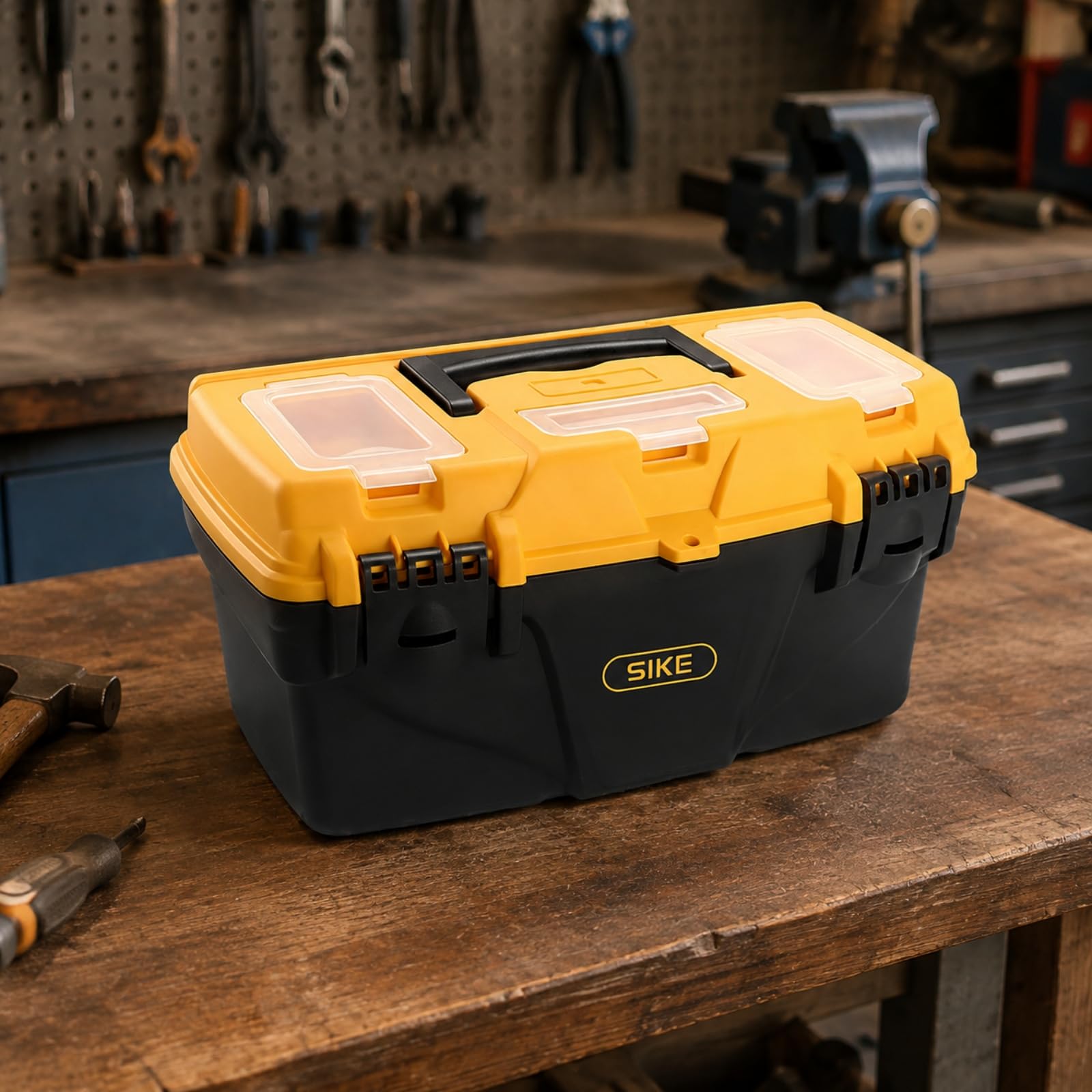 Organizador Herramientas Compacta Caja Herramientas Portátil Plástico para Garaje, Obra, Caja Herramientas PP 3015