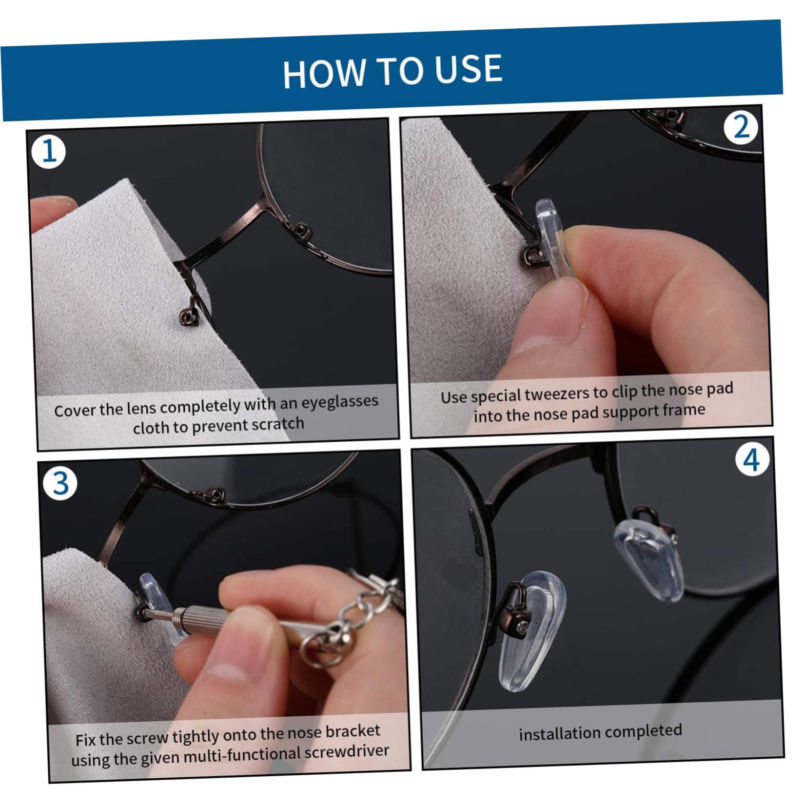 CALLARON 3 Sätze Brillenschrauben -kit Reparatur Gläser Rostfreier Stahl Silber 1100 Stück * 3