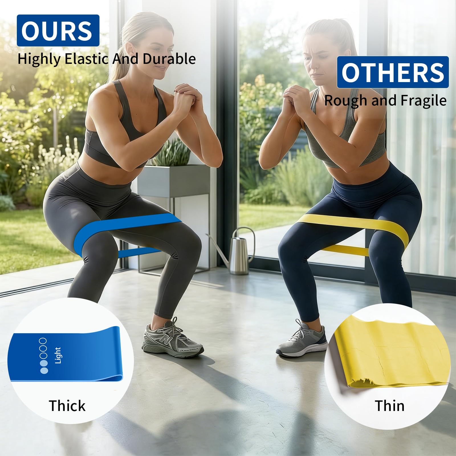 Set di 13 fasce di resistenza, 5 fasce per esercizi multilivello, fasce di resistenza ad anello in 5 colori e 3 fasce di resistenza per fitness con manici per interni ed esterni, pilates e
