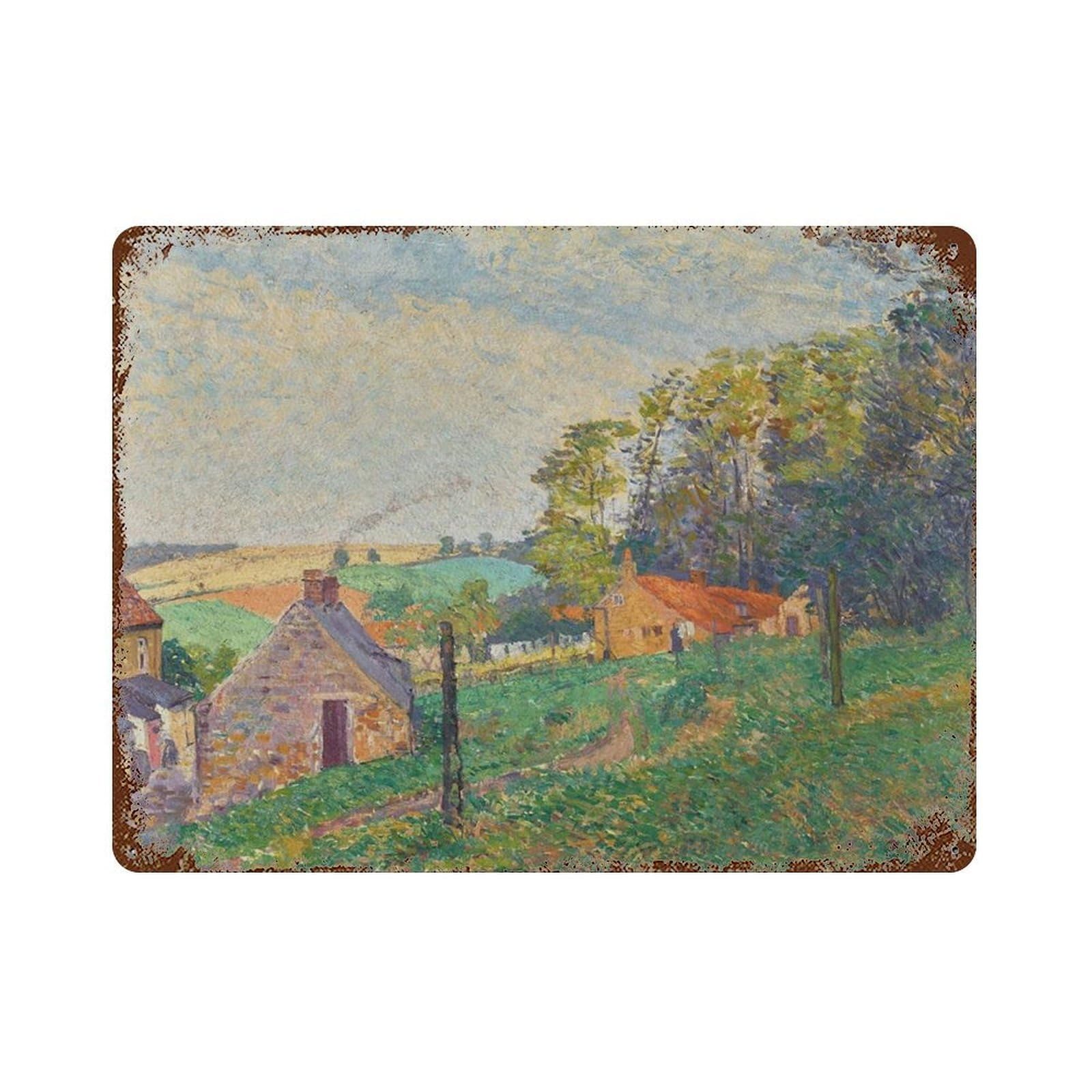 xiaoxiaoshen Summer Landscape Painting, Farmhouse Wall Decor Art Metal Tin Poster Modern Home Decor Art Home Bar Shop Decorations Vintage Sign 30x40cm