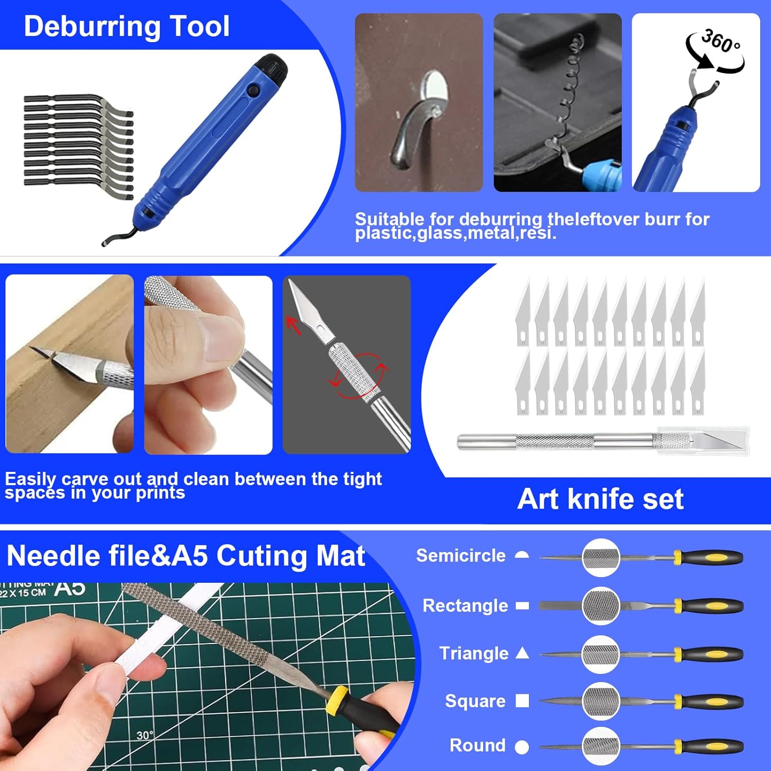 135PCS 3D Printer Tools & Accessories Kit,3D Printing Tool Set with Tool Box,3D Printer Accessory Including Nozzle Cleaning Kit,Electric Polishing Machine,Deburring Tool,Sanding Pens,Deburring Kit