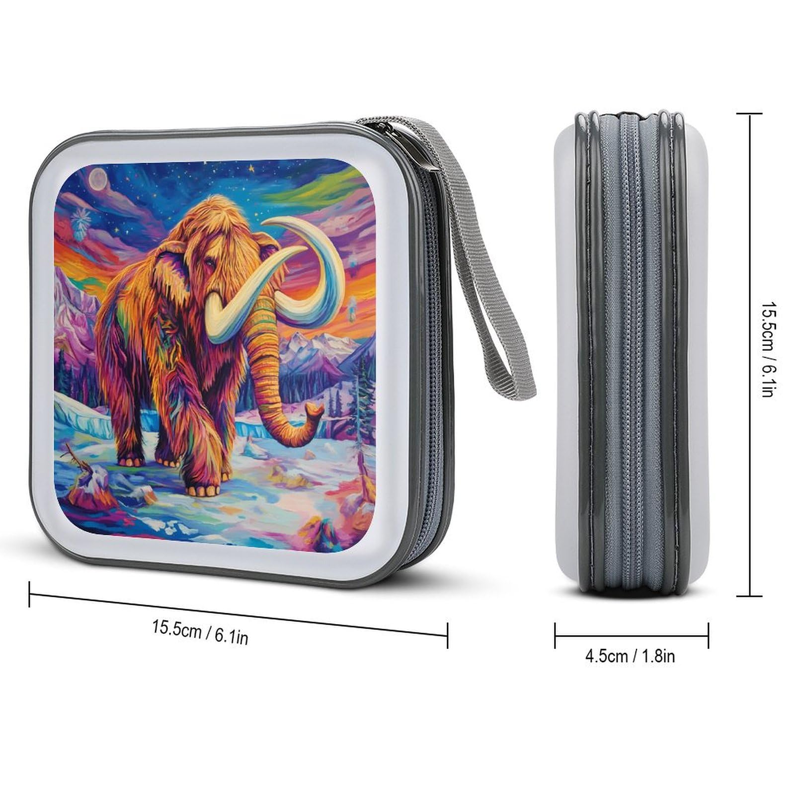 Woolly Mammoth on Ice CD Case Portable DVD Holder Storage Organizer for Home Travel
