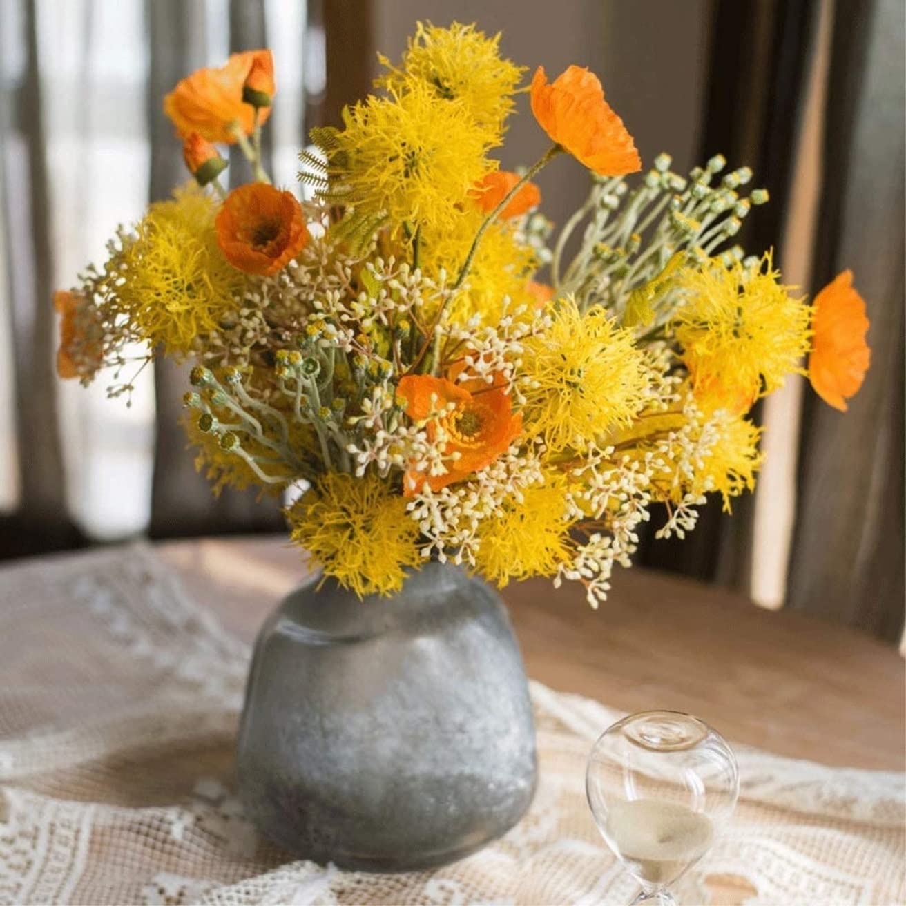 Künstliche Blumen Wunderschön Künstliche Blumen, Kunstblumen, Seide, Kunststoff, Blumenstrauß, Retro-Vasen-Set Für Dekorative Zwecke Künstliche Blumen wie Echt
