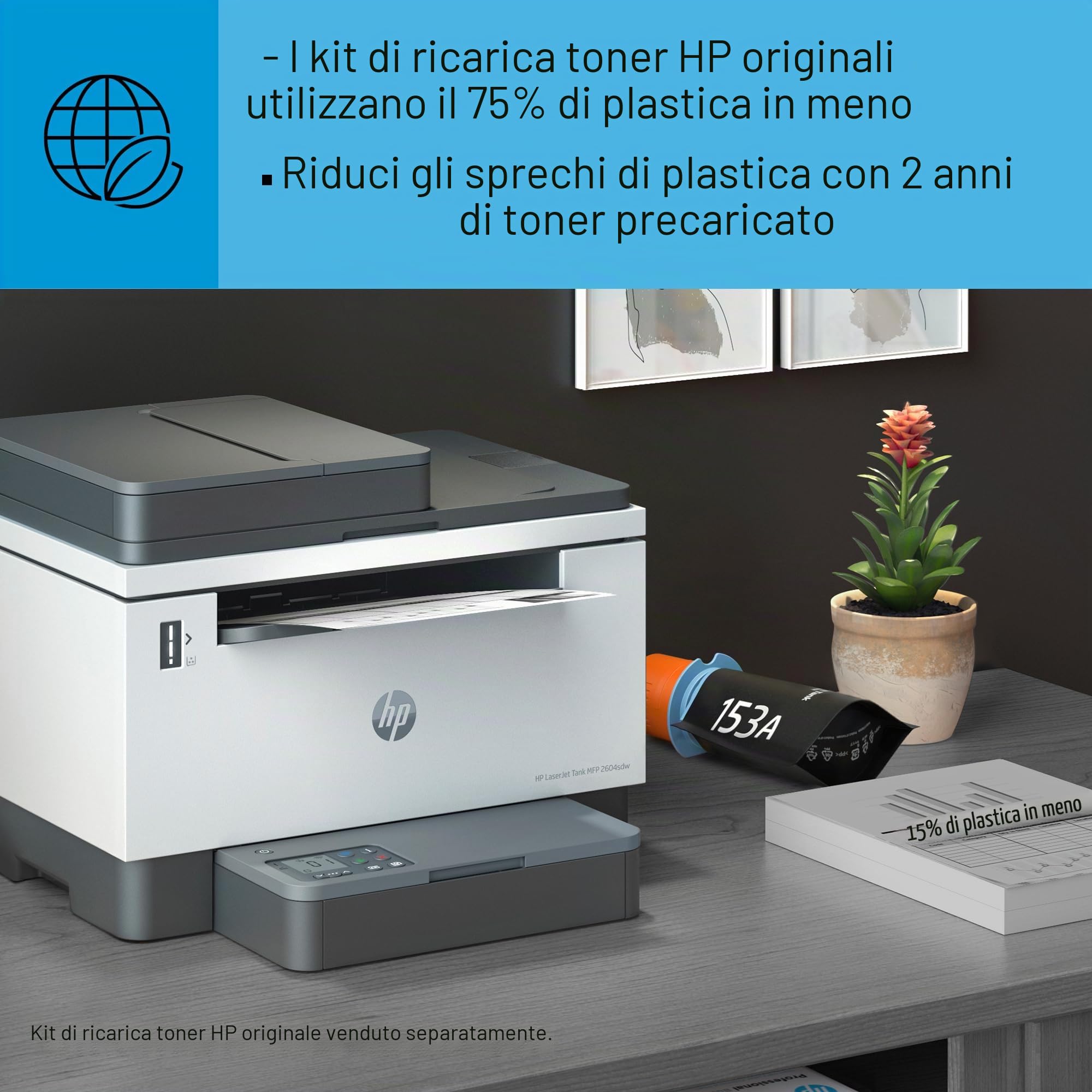 LaserJet Stampante multifunzione Tank 2604sdw, Bianco e Nero, Stampante aziendale, Stampa fronte/retro Scansione a posta