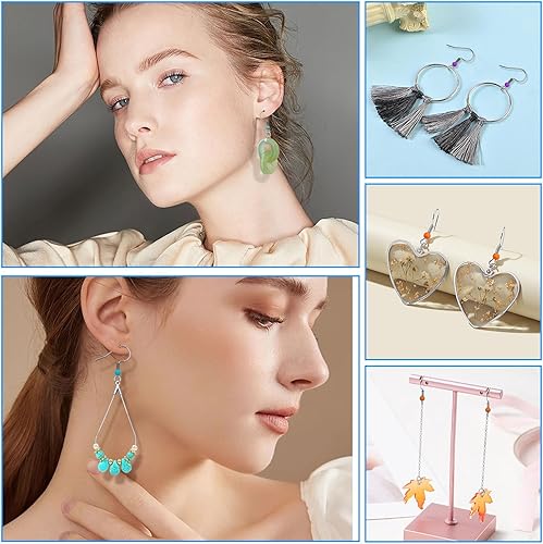 Miniatura 6 de 900 ganchos para aretes para hacer joyas, hipoalergénicos, aretes de acero inoxidable, alambres de oreja de acero inoxidable, aretes con anillos de