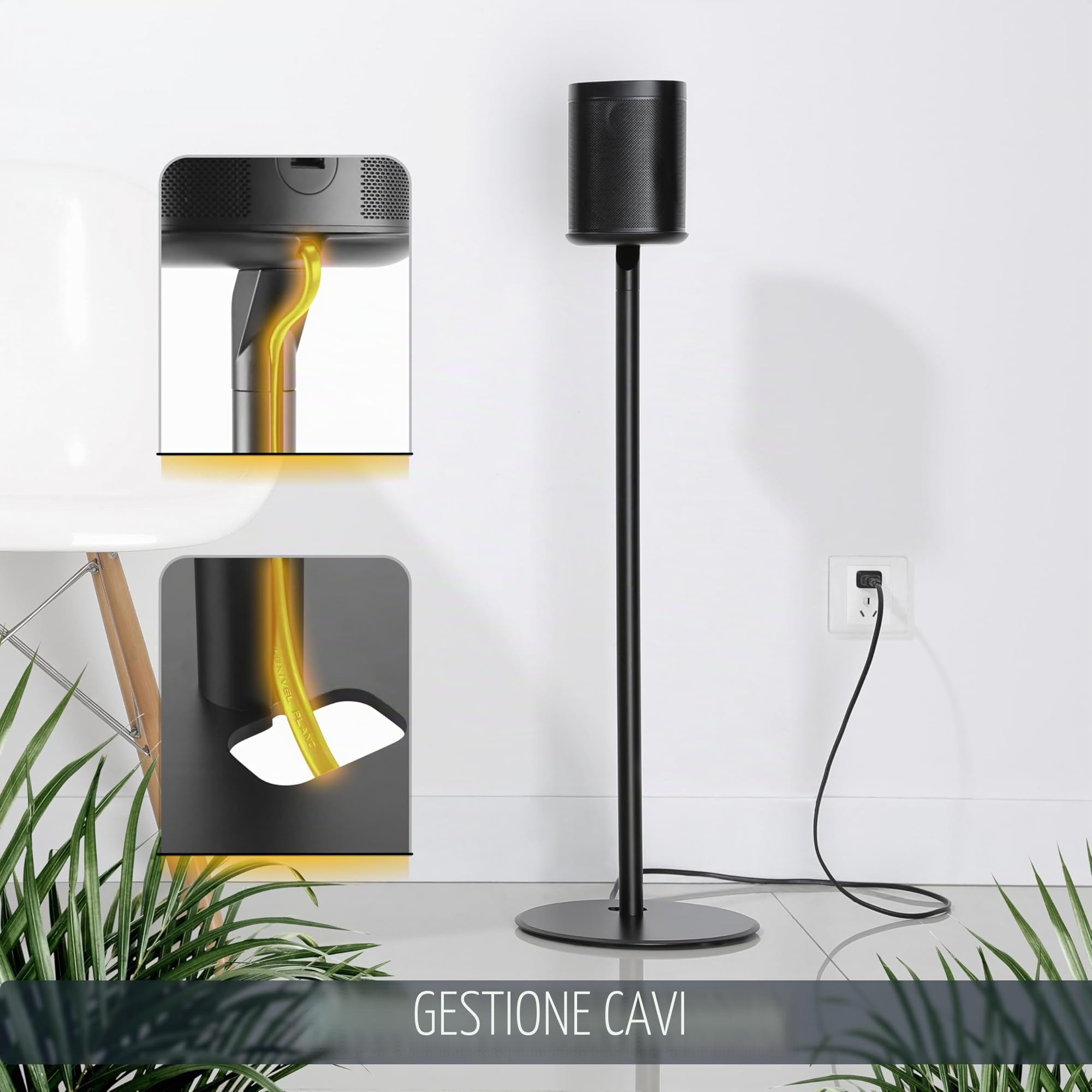 RICOO Supporto altoparlanti LH054-F da terra per Sonos One One SL & Play:1 LH054-F Fissaggio piedistallo altoparlante bluetooth Colonna da pavimento | WLAN Airplay