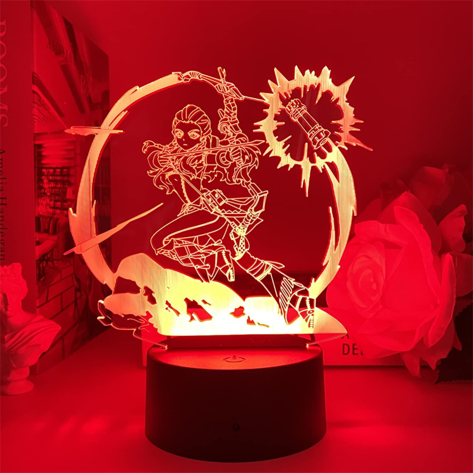 Genshin Impact Aloy 3d Led Night Light, Remote Smart Touch 16-Colorful Usb Connection Vision Stereo Light Desk Lamp Bedroom Lamp
