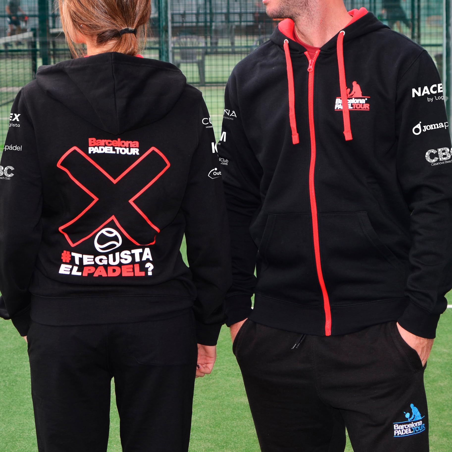 Barcelona Padel Tour | Felpa con Cappuccio da Uomo con Zip | Giacca Sportiva Padel con Stampa Speciale Padel | Abbigliamento Sportivo