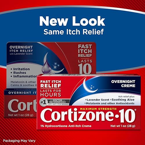 Miniatura 2 de Cortizone 10 Crema antipicazón de máxima fuerza durante la noche, crema de hidrocortisona al 1%, aroma a lavanda, 1 onza