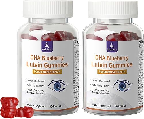 2 paquetes de gomitas de luteína y zeaxantina que apoyan la salud ocular, 9 en 1 con 8 mg de luteína y 1.6 mg de zeaxantina, soporte para los ojos,