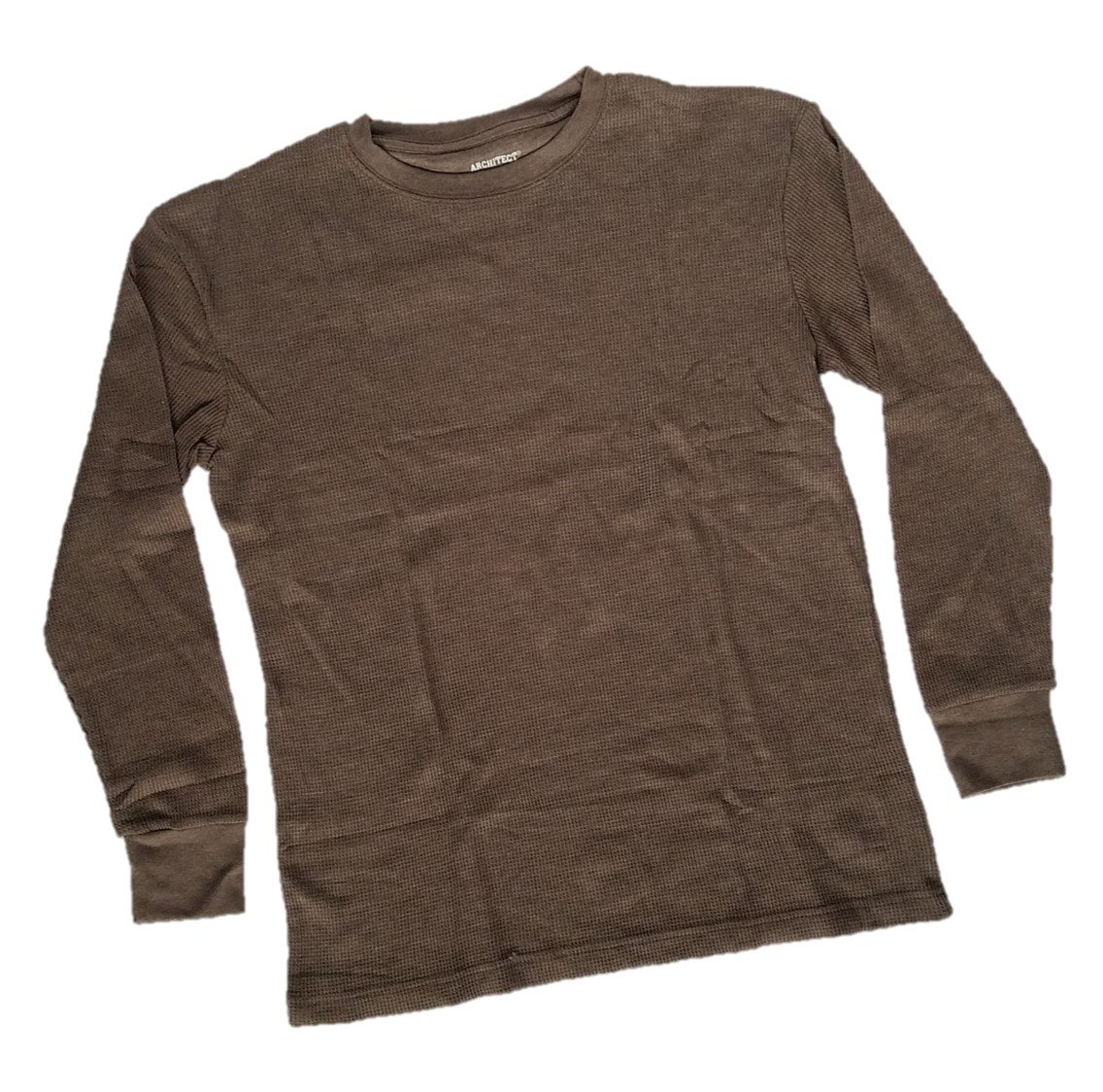 Men's Long Sleeve Thermal Crew, Heather Brown, Large