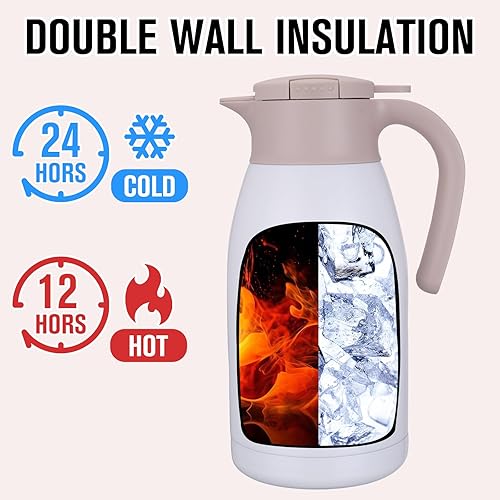 Miniatura 131 de Jarra térmica de acero inoxidable para café, termo de doble pared sellado al vacío, 12 horas de retención de calor Negro