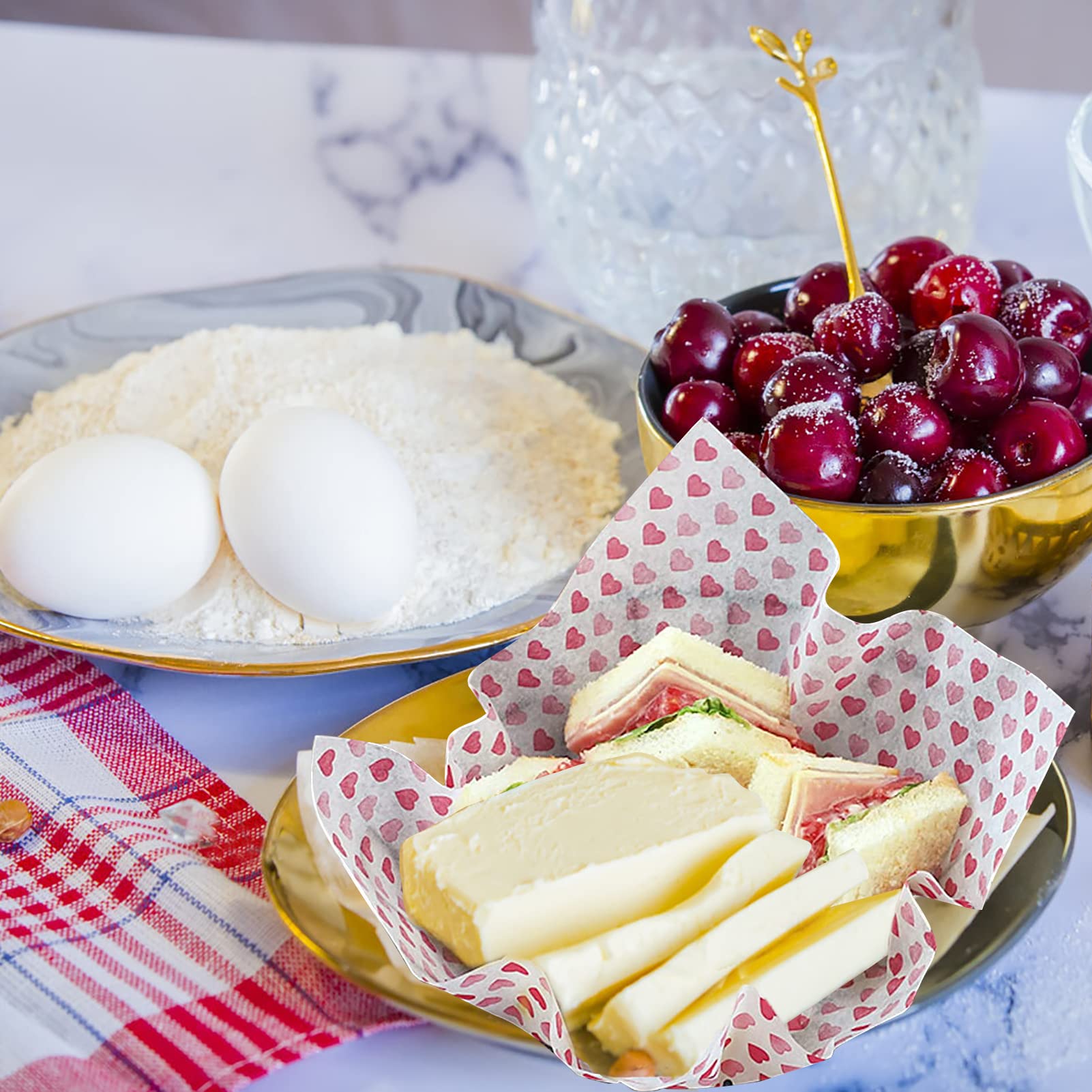 SZCXDKJ 50 fogli di carta cerata per uso alimentare, 21,5 x 25 cm, impermeabili, per avvolgere e rivestire cesti, panini, dolci, torte e formaggio