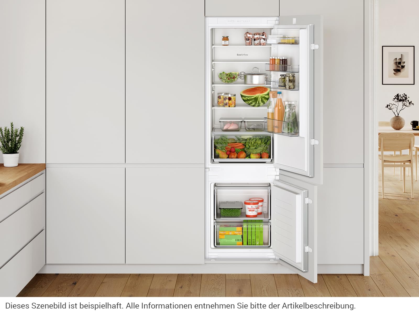 Bosch Serie 2 Kühl-Gefrier-Kombination 177.2 x 54.1 cm LowFrost KIV87NSE0 | Made in Germany, weniger Eisbildung, MultiBox XXL Schublade für Obst, BigBox Gefrierschublade, LED-Beleuchtung